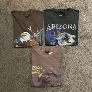 On Cotton Loose Fit Wilderness Outdoors Animals T-Shirt Bundle All Size M NWT